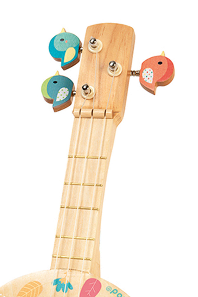 TOOKYLAND 3-String Wooden Banjo Toy - Mini Guitar Pretend Musical
