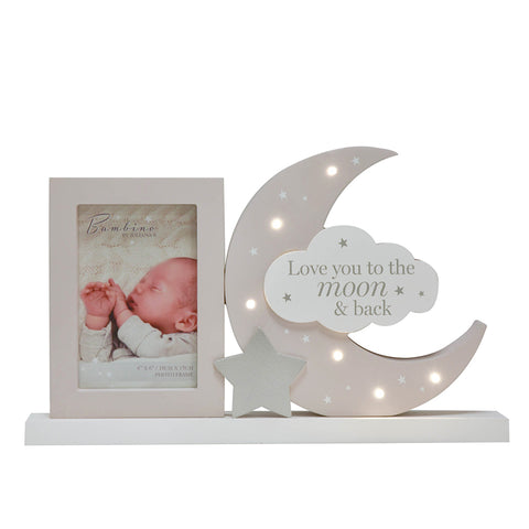 Bambino Light Up Moon Mantel Plaque Frame 28cm