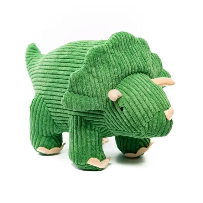 Green Corduroy Triceratops Dinosaur Plush Toy