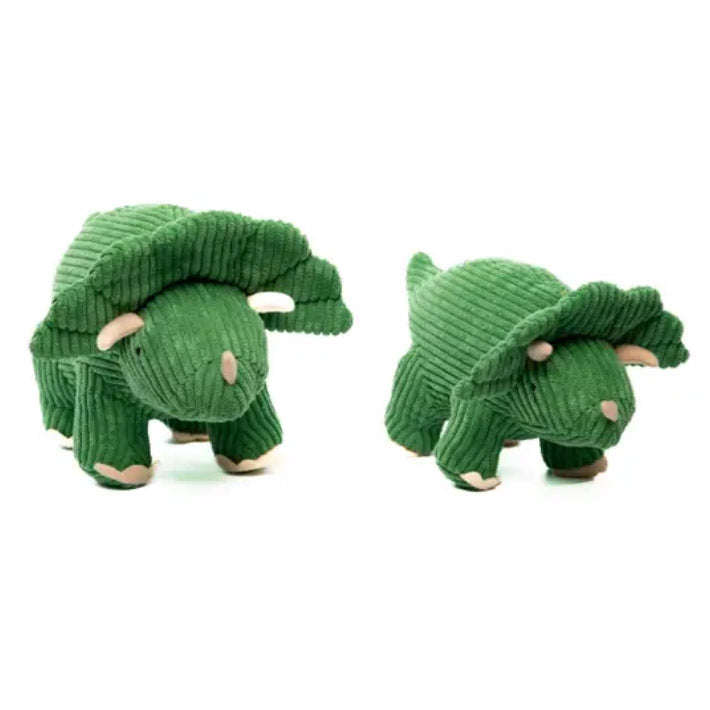 Green Corduroy Triceratops Dinosaur Plush Toy