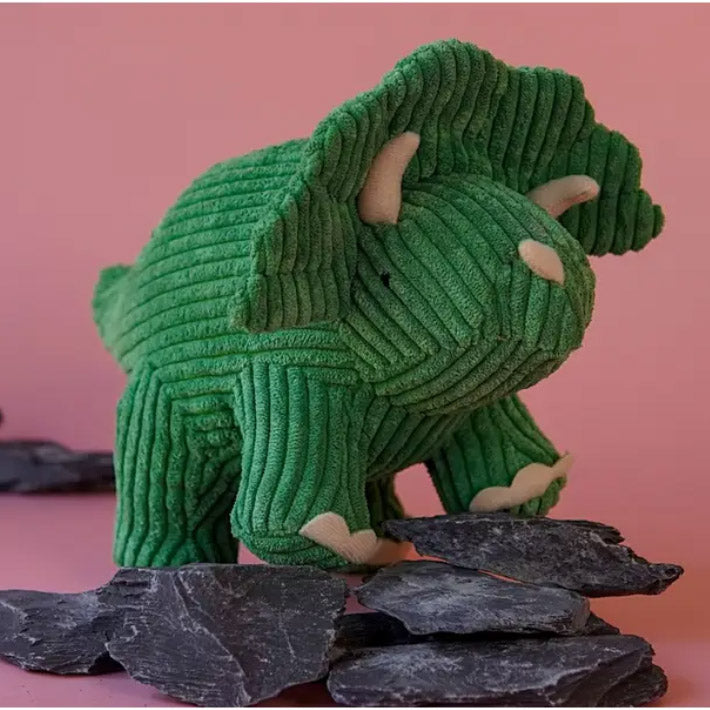 Green Corduroy Triceratops Dinosaur Plush Toy