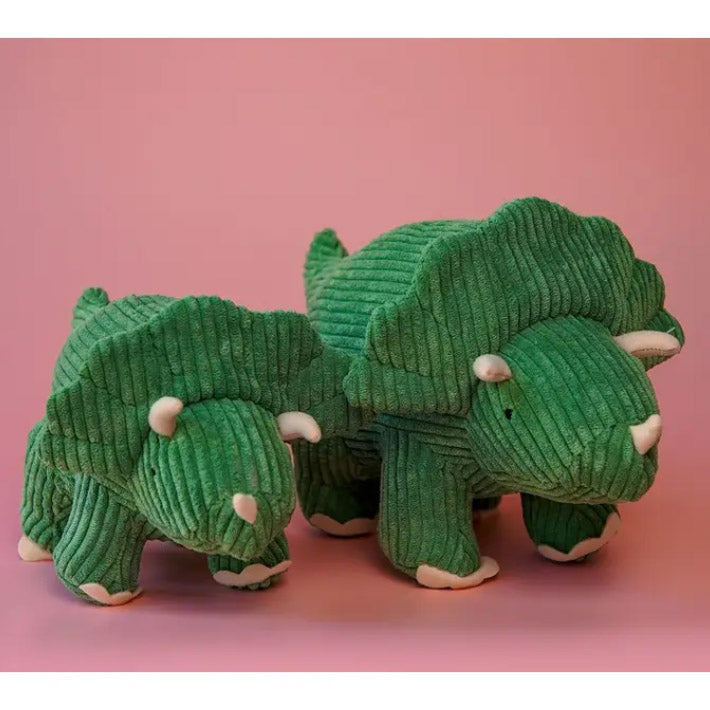 Green Corduroy Triceratops Dinosaur Plush Toy