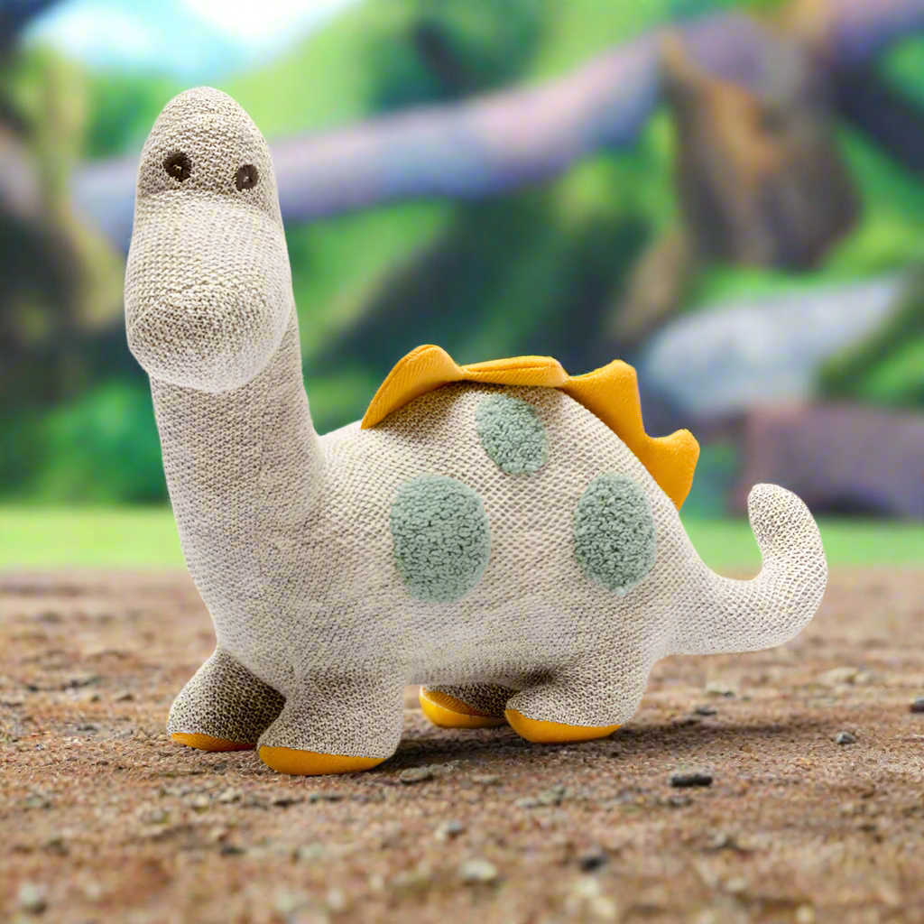 Knitted Organic Cotton Spotted Large Diplodocus Dinosaur Toy