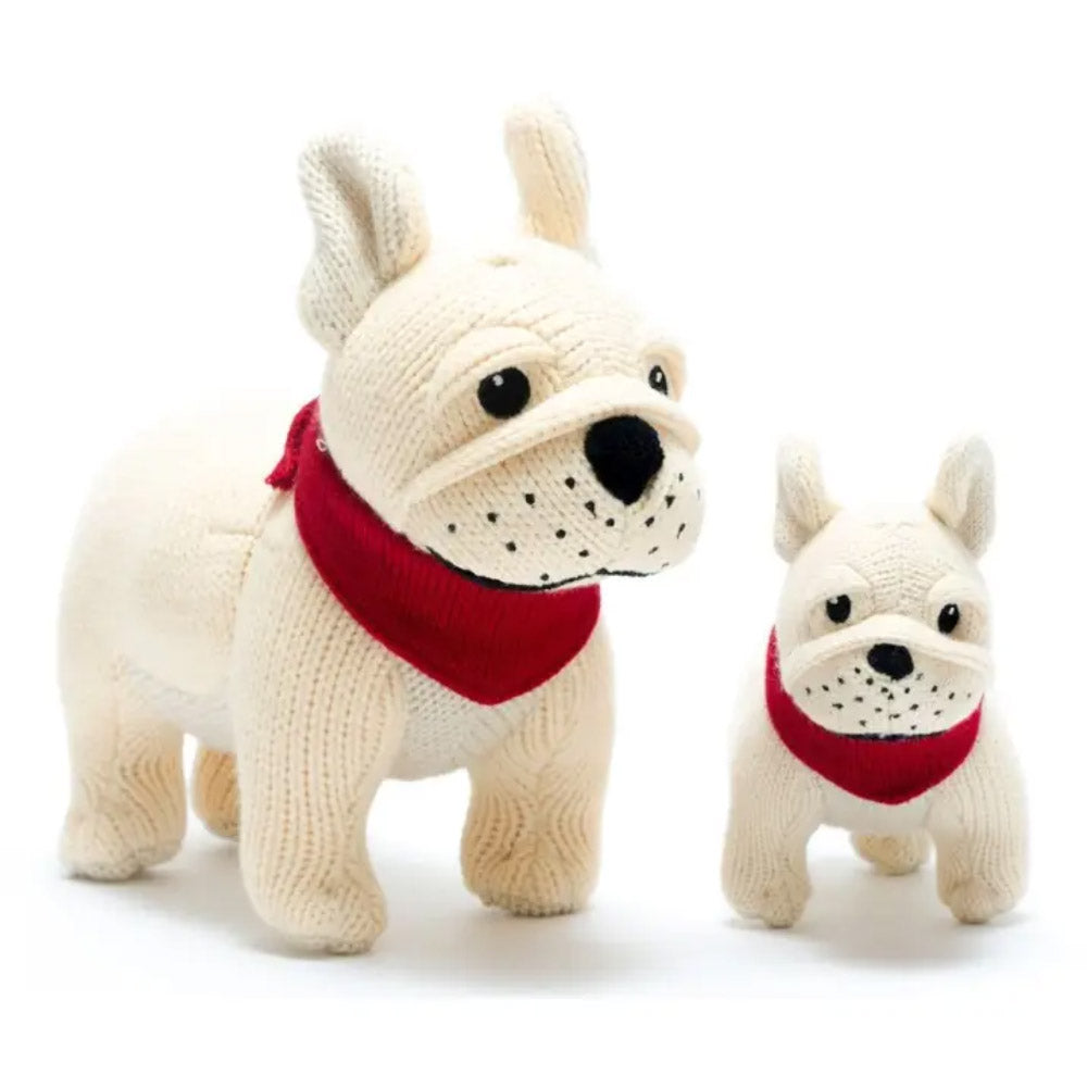 Knitted French Bulldog Baby Rattle