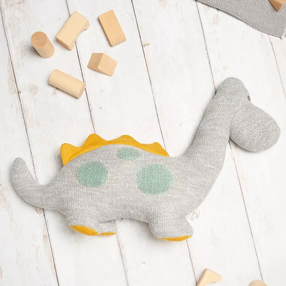 Knitted Organic Cotton Spotted Large Diplodocus Dinosaur Toy