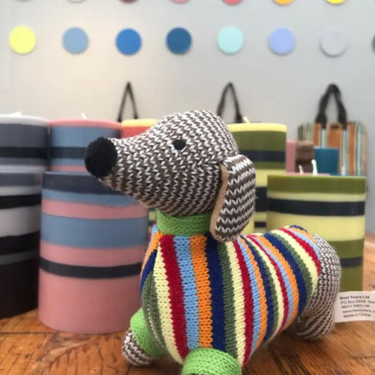 Knitted Sausage Dog Baby Rattle