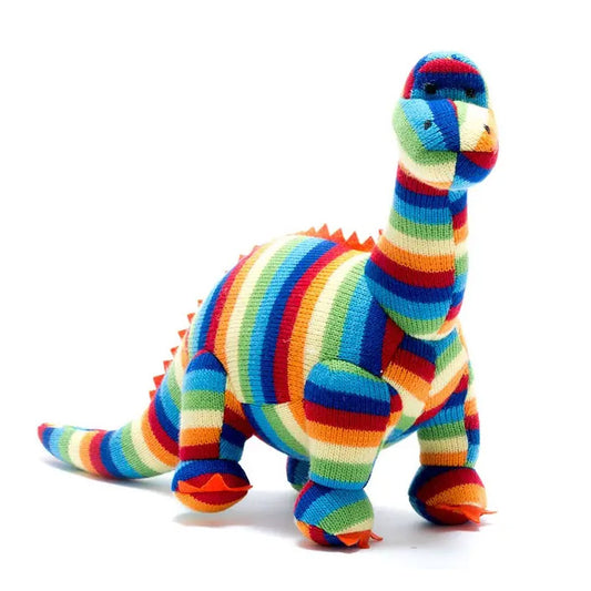 Knitted Stripe Diplodocus Dinosaur Plush Toy