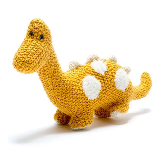 Small Mustard Organic Cotton Diplodocus Dinosaur Plush Toy