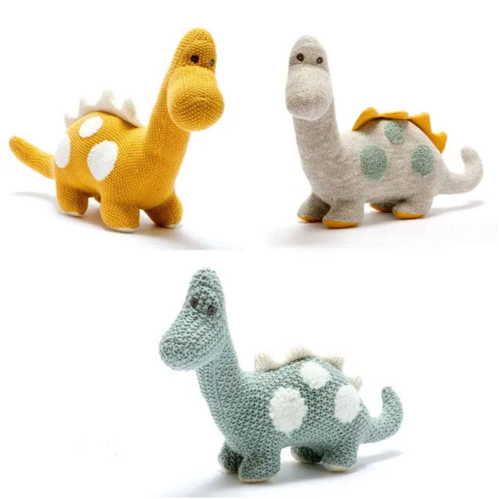 Small Teal Organic Cotton Diplodocus Dinosaur Plush Toy