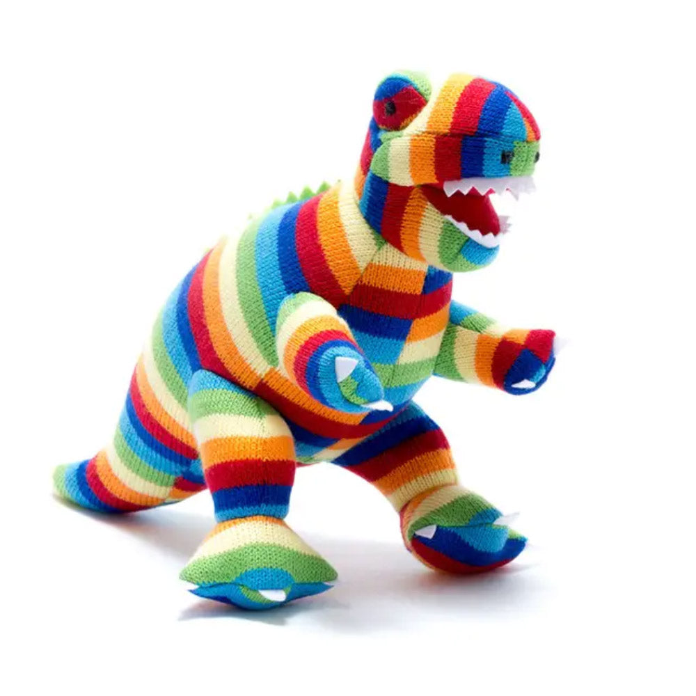 Stripe T Rex Knitted Dinosaur Plush Toy