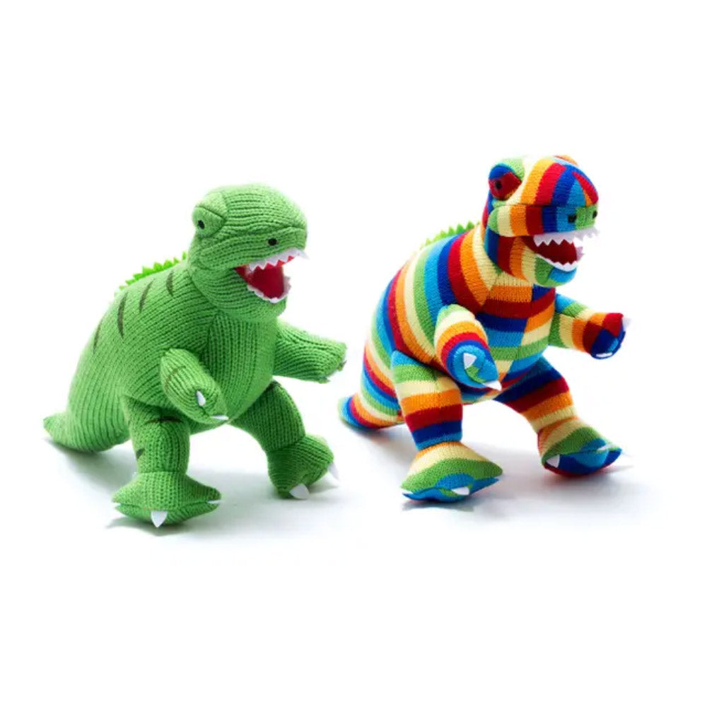 Stripe T Rex Knitted Dinosaur Plush Toy