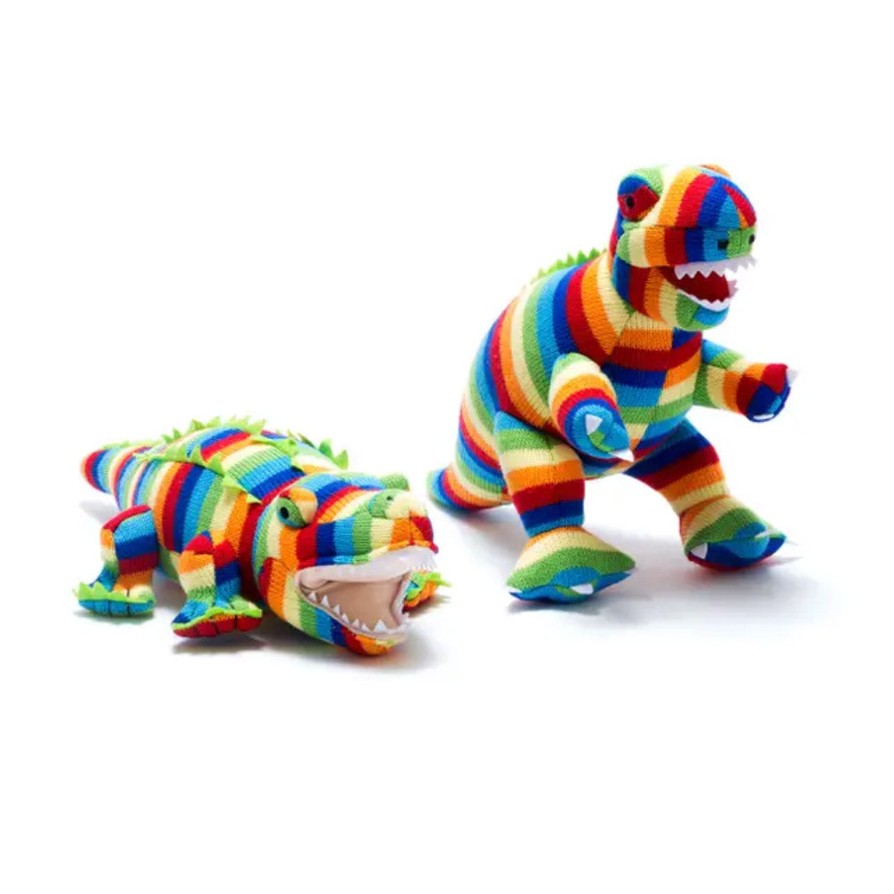 Stripe T Rex Knitted Dinosaur Plush Toy