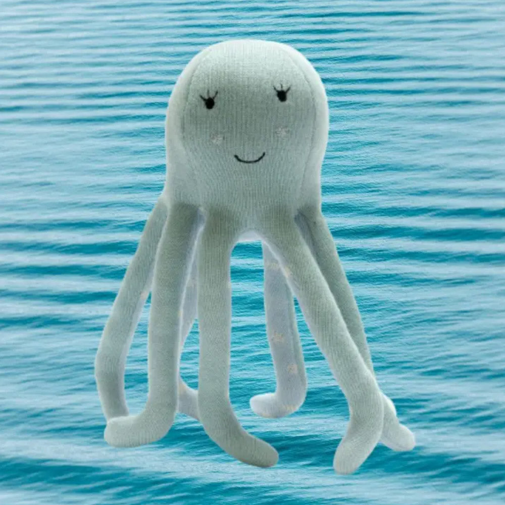 Tactile Knitted Organic Cotton Sea Green Octopus Plush Toy