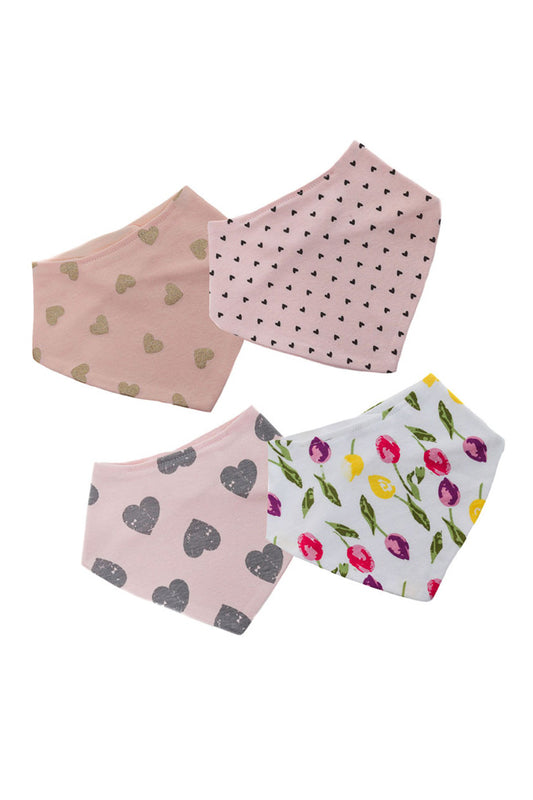 Set of 4 Assorted Bandana Bibs Pink