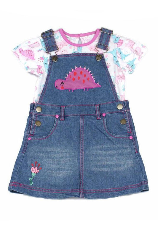 Dinosaur Denim Pinafore Set