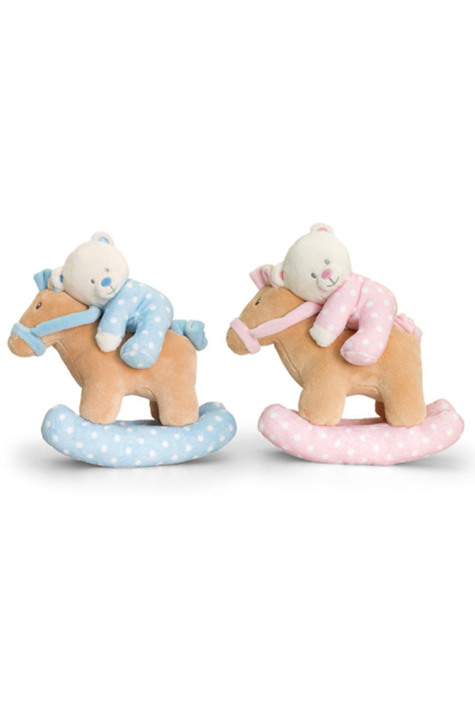 Baby Teddy Bear on Musical Rocking Horse 22cm