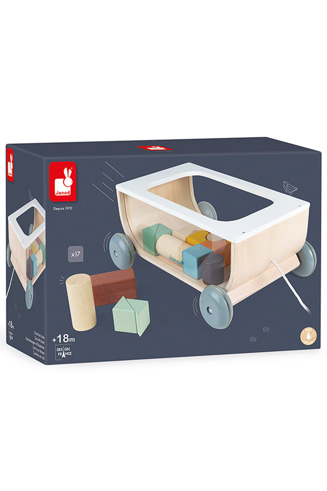 Janod Sweet Cocoon Cart With Blocks