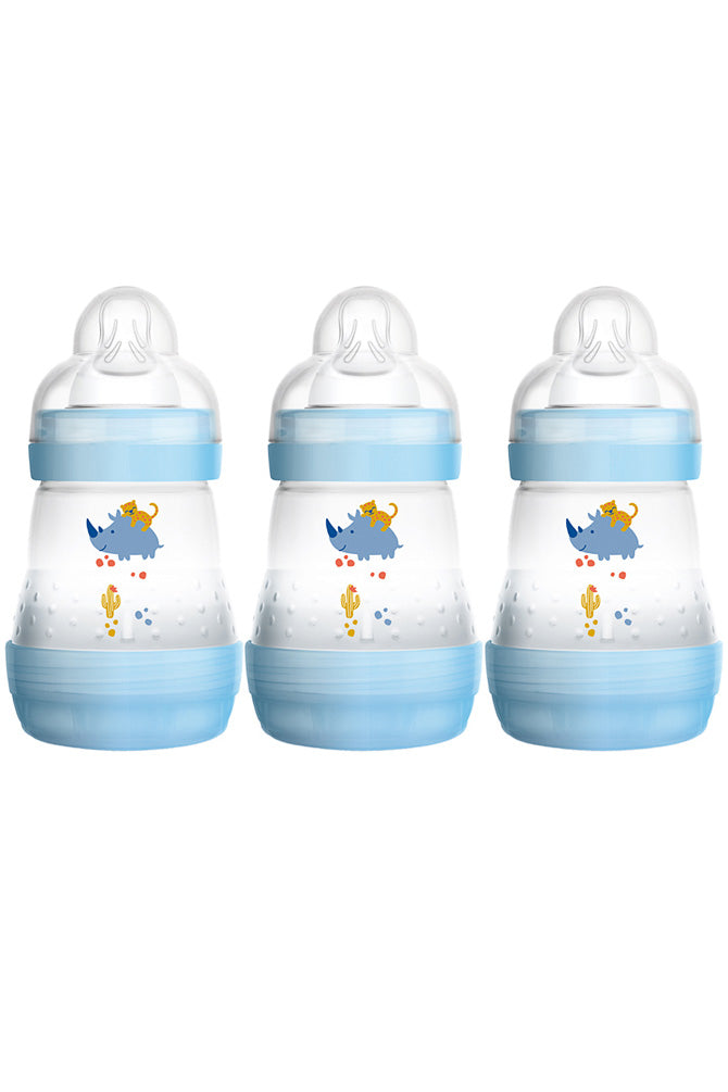 Blue 160ml bottles with slow flow teat