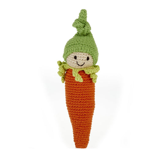 Crochet Cotton Friendly Carrot Baby Rattle