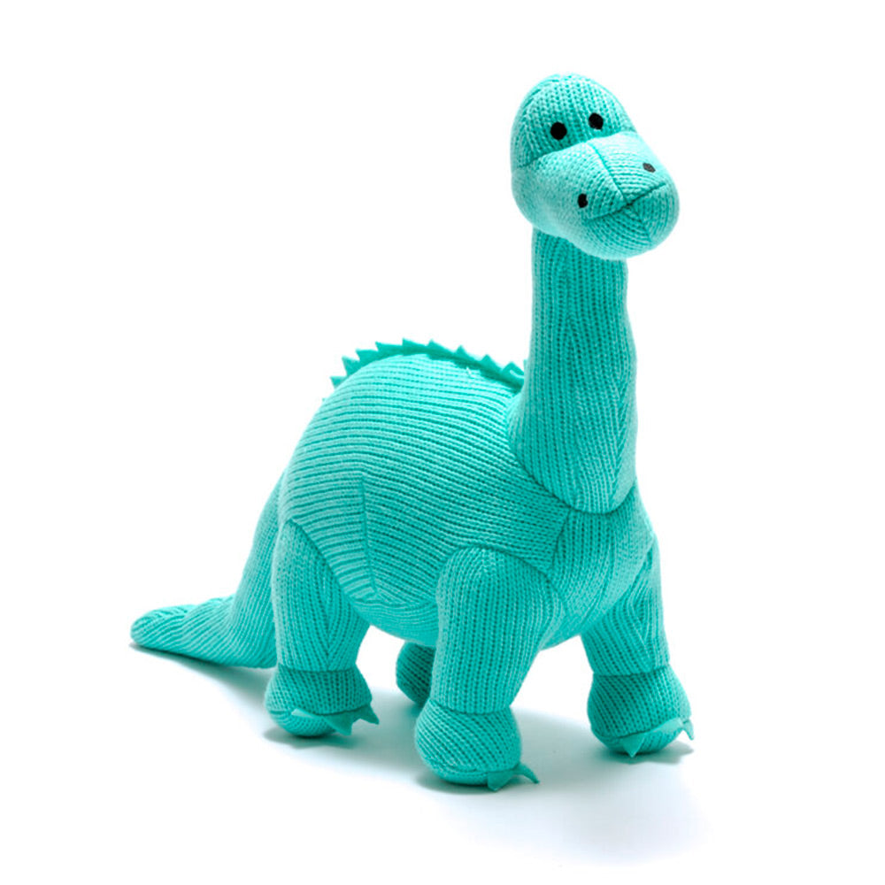 Ice Blue Diplodocus Knitted Dinosaur Toy