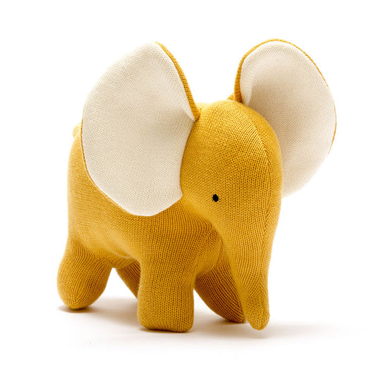 Large Mustard Organic Cotton Elephant Toy