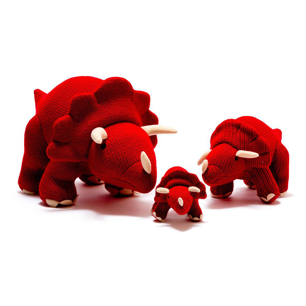 Large Red Triceratops Knitted Soft Toy