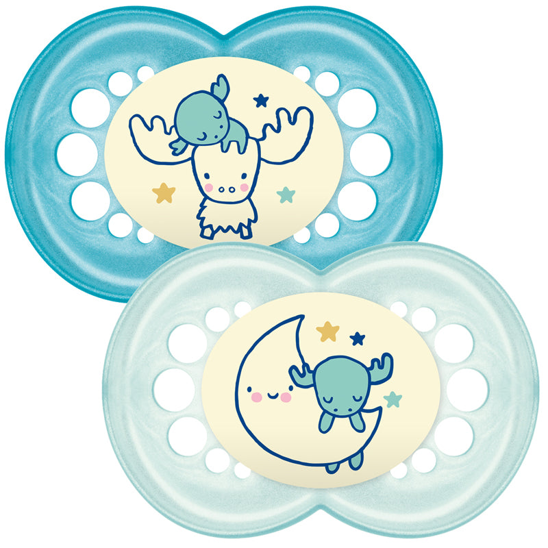 MAM Original Night Soother Blue 6m+ 2Pk