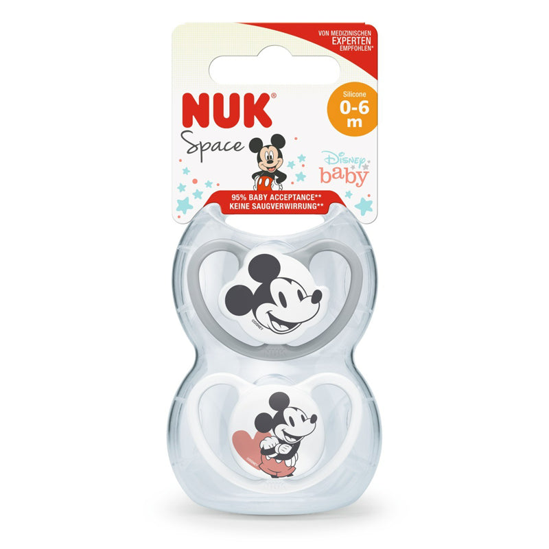 NUK Disney Space Soothers 0-6m Grey 2Pk