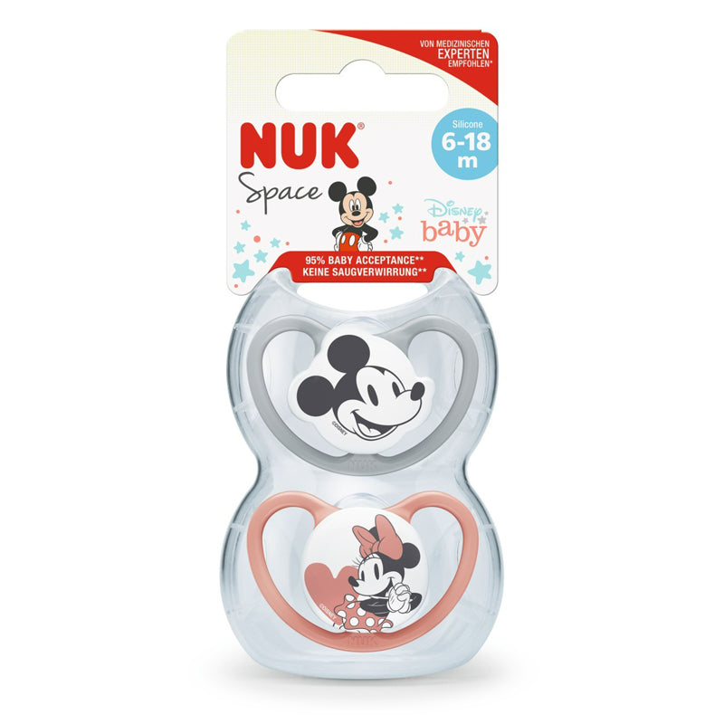 NUK Disney Space Soothers 6-18m Rose 2Pk