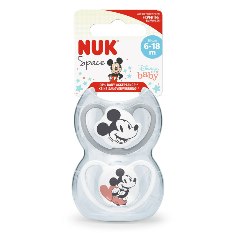 NUK Disney Space Soothers 6-18m Grey 2Pk