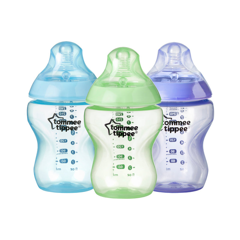 Tommee Tippee Closer to Nature Colour My World Bottle Blue 260ml 3Pk