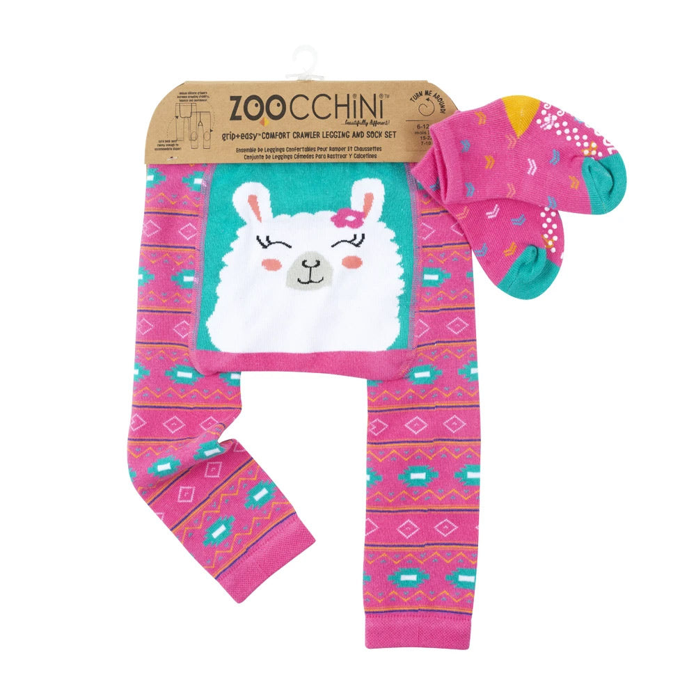 Zoocchini Legging and Sock Set Laney Llama 12-18M