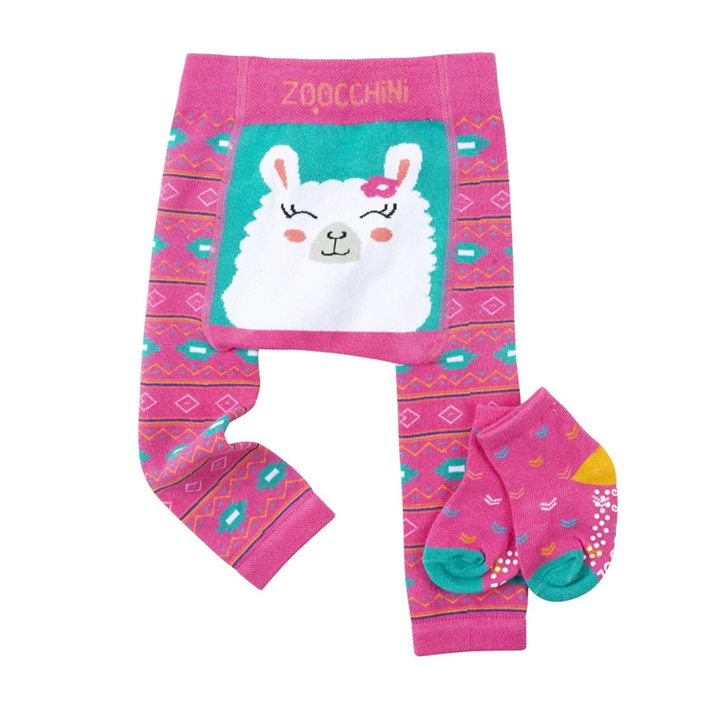 Zoocchini Legging and Sock Set Laney Llama 12-18M