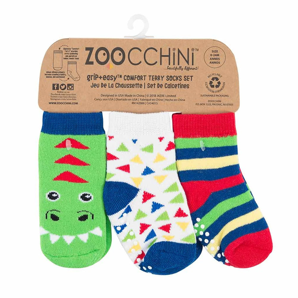 Zoocchini Sock Set 3 Pack Devin Dinosaur 0-24M