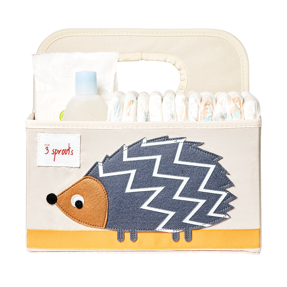 3 Sprouts Nappy Caddy Hedgehog Grey