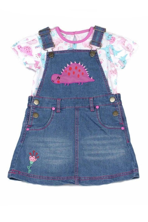 Dinosaur Denim Pinafore Set